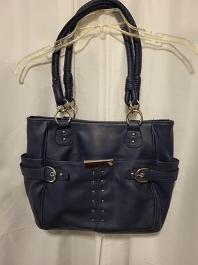 Rosetti Navy Shoulder Tote with Ring-Detail Hardware